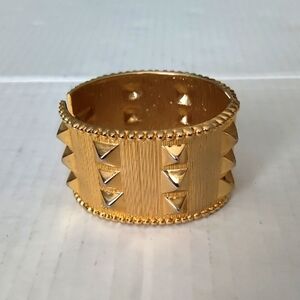 Gold Tone Studded Textured Women's Hinged Cuff Bracelet